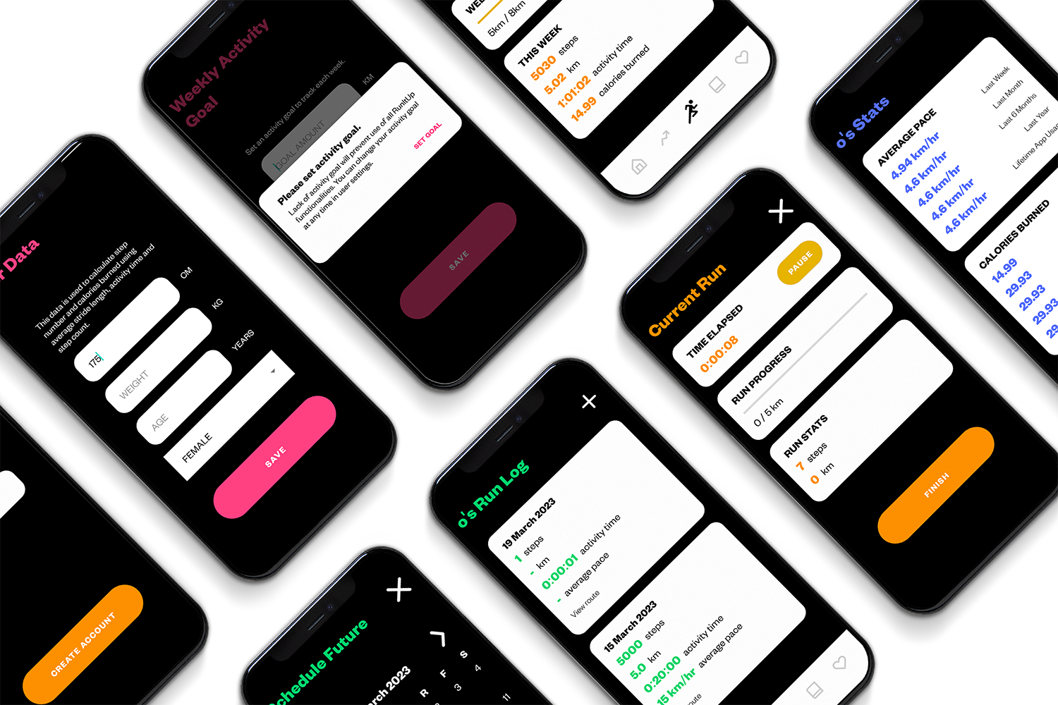 screenshots of login and dashboard app interface