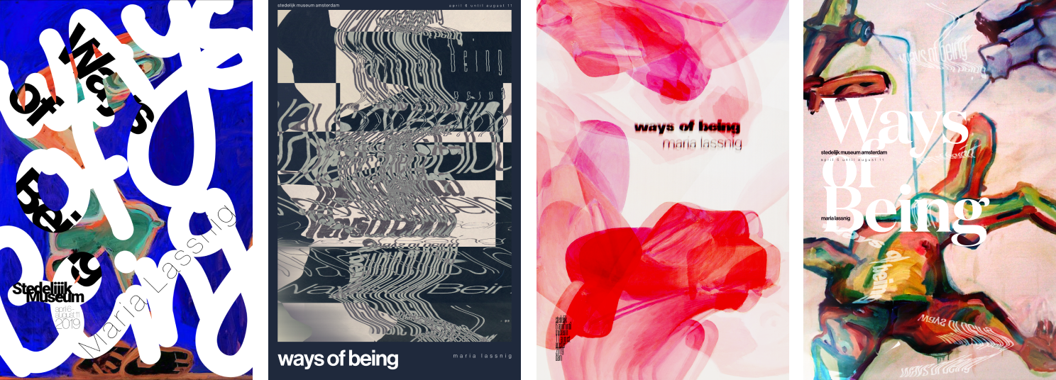 Four abstract posters advertising art exhibition