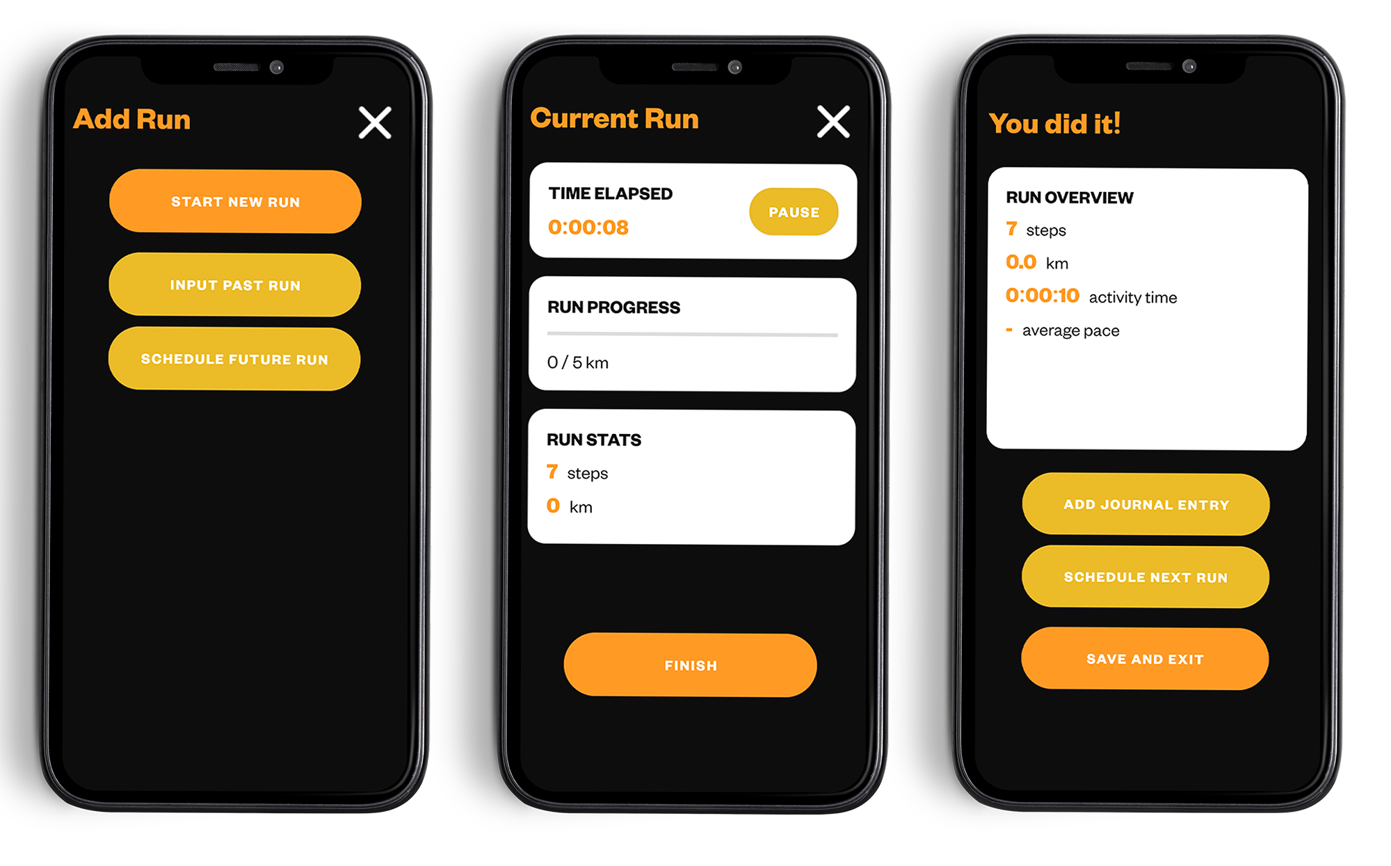 end of run process interface app screenshots
