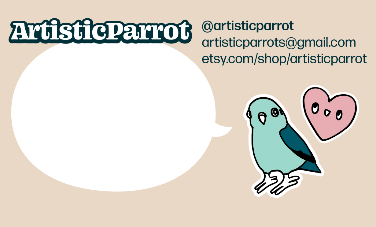 Back of business/thank you card with logo and speech bubble to write personalized note in