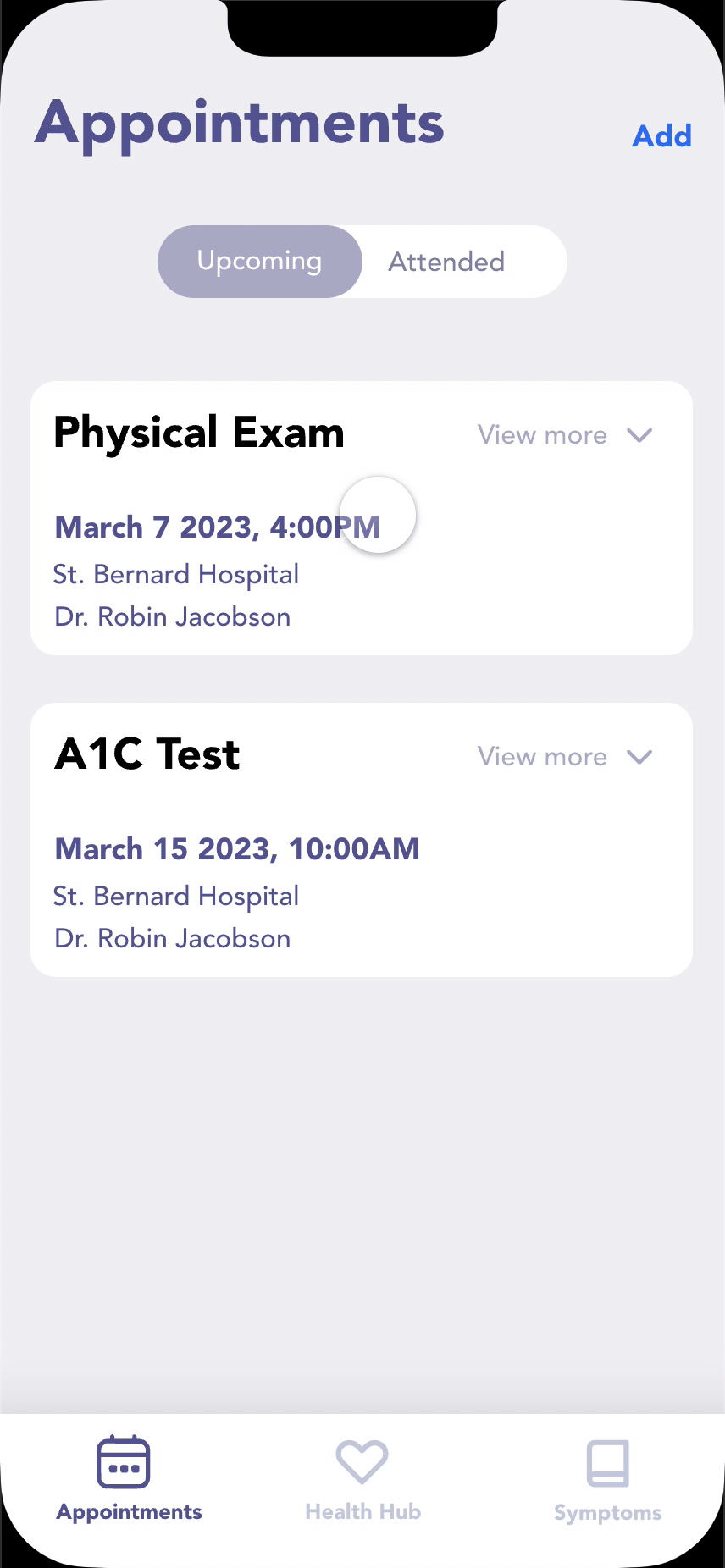 video showing upcoming appointment list